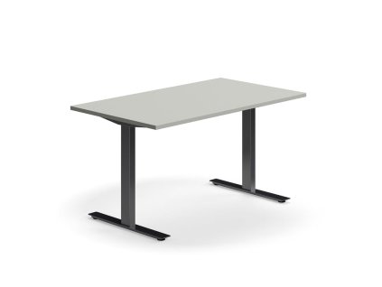 Office desk QBUS, straight, 1400x800 mm, T-frame, black frame, light gray