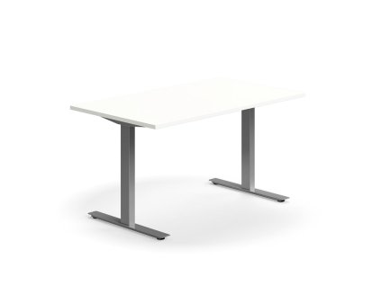 QBUS Büroschreibtisch, gerade, 1400x800 mm, T-Gestell, Gestell silber, weiß