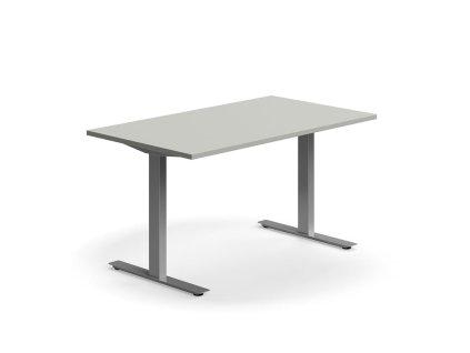 QBUS office desk, straight, 1400x800 mm, T-frame, silver frame, light gray
