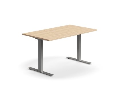QBUS Büroschreibtisch, gerade, 1400x800 mm, T-Gestell, Gestell silber, Eiche