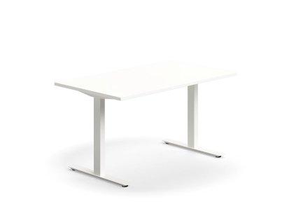QBUS Büroschreibtisch, gerade, 1400x800 mm, T-Gestell, weißes Gestell, weiß