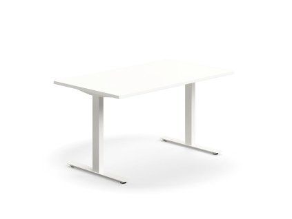 QBUS office desk, straight, 1400x800 mm, T-frame, white frame, white