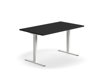 QBUS kancelářský stůl, rovný, 1400x800 mm, T-rám, bílý rám, černá