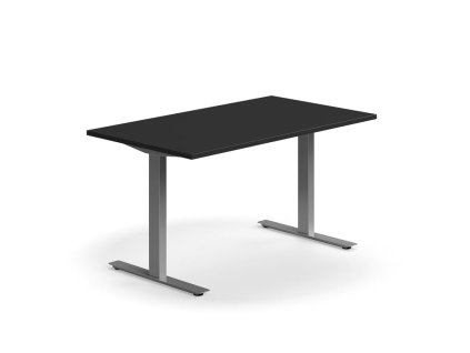 QBUS office desk, straight, 1400x800 mm, T-frame, silver frame, black