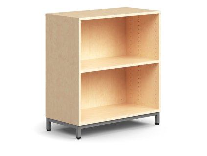 QBUS bookcase, 1 shelf, on legs, 868x800x400 mm, silver, birch