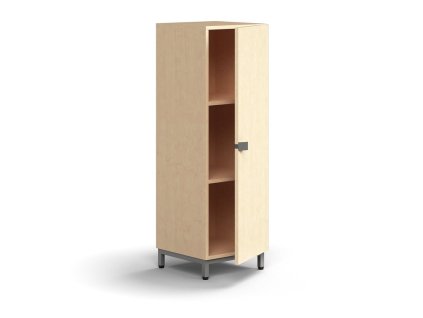 QBUS-Schrank, 2 Regale, auf Beinen, mit Griff, 1252x400x420 mm, Silber, Birke