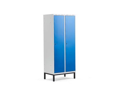 Wardrobe CLASSIC, on legs, 2 sections, 1940x800x550 mm, blue