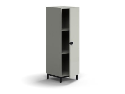 QBUS cabinet, 2 shelves, on legs, with handle, 1252x400x420 mm, black, light gray