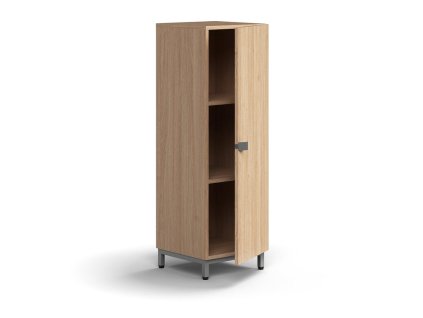 Szafka QBUS, 2 półki, na nogach, z uchwytem, ​​1252x400x420 mm, srebrny, dąb