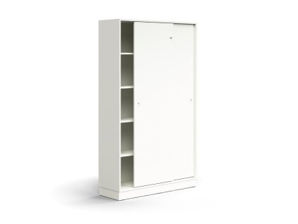 Cabinet with sliding doors QBUS, 4 shelves, with plinth, with handle, 2020x1200x400 mm, white