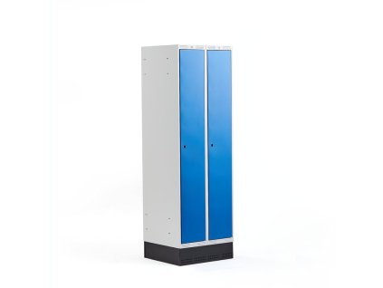 Wardrobe CLASSIC, with plinth, 2 sections, 1890x600x550 mm, blue