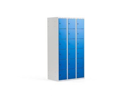 Wardrobe, 18 doors/3 sections, W 900 x D 550 x H 1740 mm, grey/blue