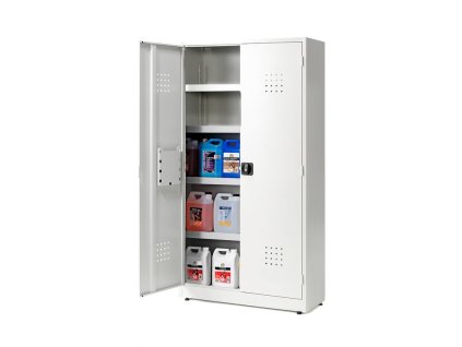 Cabinet for chemicals, 4 shelves, 1900x1000x400 mm, gray