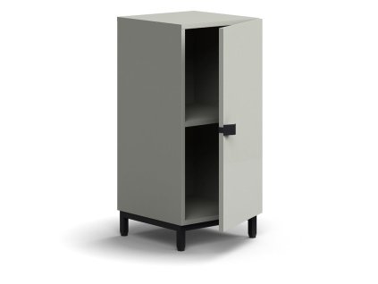 QBUS cabinet, 1 shelf, on legs, with handle, 868x400x420 mm, black, light gray