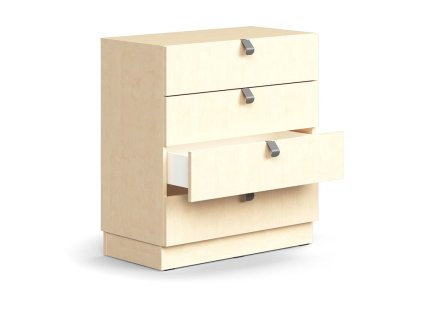 Schubladencontainer QBUS, mit Sockel, mit Griff, 868x800x400 mm, Birke
