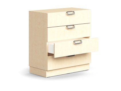 Drawer container QBUS, with plinth, 868x800x400 mm, birch
