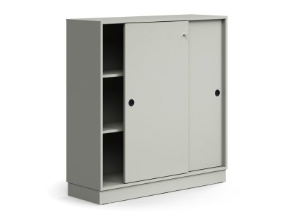 Cabinet with sliding doors QBUS, 2 shelves, with plinth, with handle, 1252x1200x400 mm, light gray