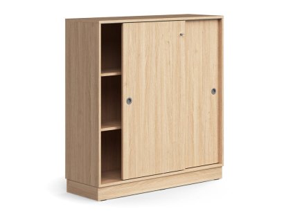 Tolóajtós szekrény QBUS, 2 polc, lábazattal, fogantyúval, 1252x1200x400 mm, tölgy