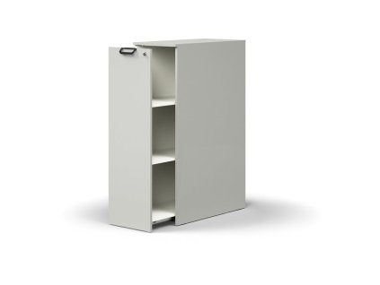 Lockable side cabinet QBUS, left, 1250x400x800 mm, light gray