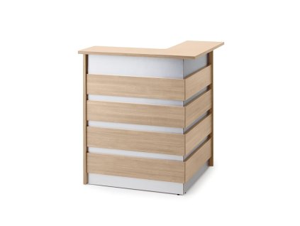 Corner reception desk with INVITE table, right, 1000x1000x1150 mm, oak