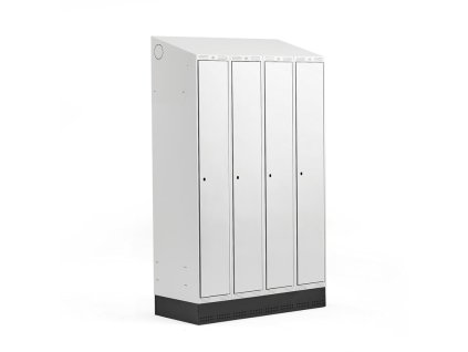 Wardrobe CLASSIC, with plinth, 4 sections, 2050x1200x550 mm, gray