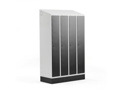 Wardrobe CLASSIC, with plinth, 4 sections, 2050x1200x550 mm, black