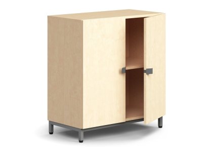 QBUS cabinet, 1 shelf, on legs, with handle, 868x800x420 mm, silver, birch