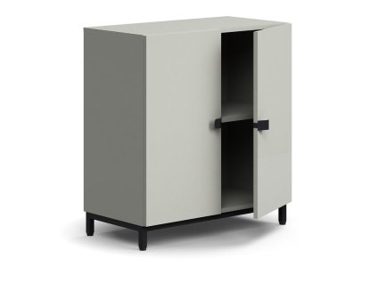 QBUS cabinet, 1 shelf, on legs, with handle, 868x800x420 mm, black, light gray