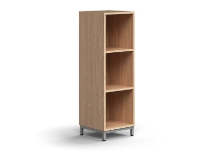 QBUS bookcase, 2 shelves, on legs, 1252x400x400 mm, silver, oak