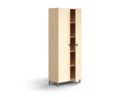 Szafka QBUS, 4 półki, na nogach, z uchwytem, ​​2020x800x420 mm, srebrna, brzoza