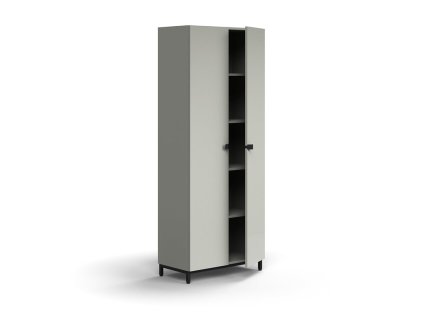 QBUS cabinet, 4 shelves, on legs, with handle, 2020x800x420 mm, black, light gray