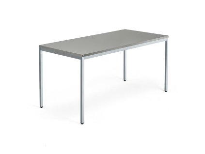 QBUS-Büroschreibtisch, klassisches Gestell, 1600 x 800 mm, Silber, Hellgrau