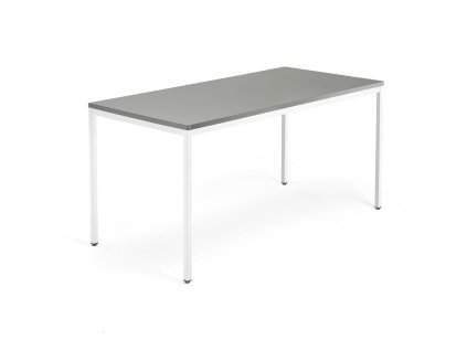 QBUS-Büroschreibtisch, klassisches Gestell, 1600 x 800 mm, weiß, hellgrau