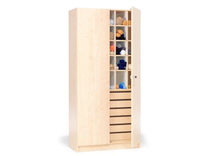 Szafka THEO z przegródkami i szufladami, 1000x470x2100 mm, brzoza