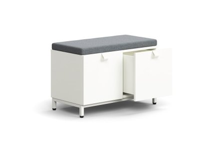 Storage bench QBUS, on legs, 584x800x420 mm, white, gray cushion