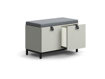 Storage bench QBUS, on legs, 584x800x420 mm, black, light gray, gray cushion