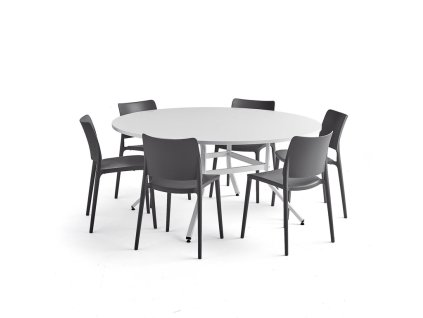 Furniture set: 1 Various table + 6 Rio anthracite chairs