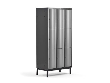 CURVE wardrobe, on legs, 3x3 doors, 1940x900x550 mm, gray