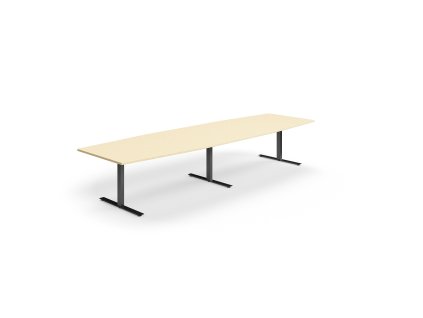 Conference table QBUS, oval, 4000x1200 mm, T-frame, black frame, birch