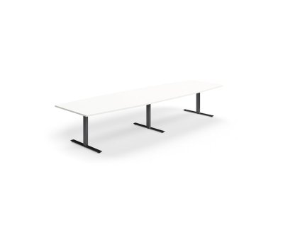Conference table QBUS, oval, 4000x1200 mm, T-frame, black frame, white