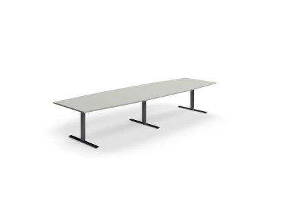 Conference table QBUS, oval, 4000x1200 mm, T-frame, black frame, light gray