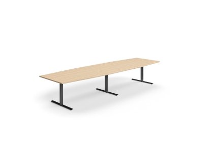 Conference table QBUS, oval, 4000x1200 mm, T-frame, black frame, oak