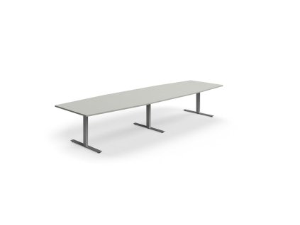 Conference table QBUS, oval, 4000x1200 mm, T-frame, silver frame, light gray
