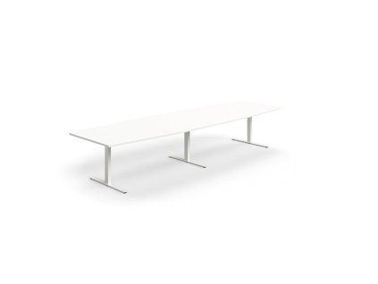 Conference table QBUS, oval, 4000x1200 mm, T-frame, white frame, white