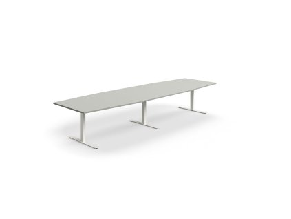Conference table QBUS, oval, 4000x1200 mm, T-frame, white frame, light gray