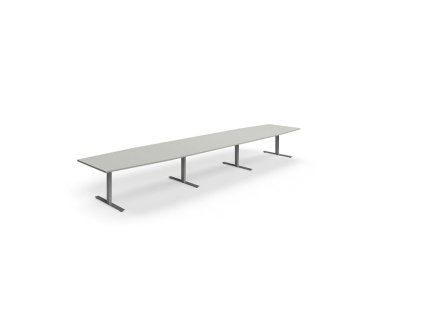 Conference table QBUS, oval, 5600x1200 mm, T-frame, silver frame, light gray