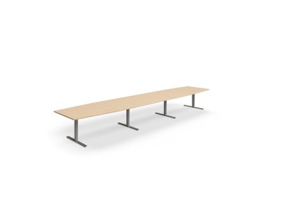 Conference table QBUS, oval, 5600x1200 mm, T-frame, silver frame, oak