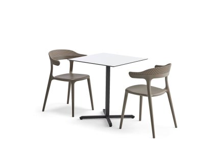 Jídelní set: stůl Becky + 2 šedohnědé židle Creek