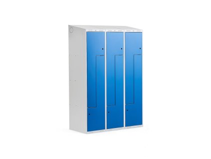 CLASSIC wardrobe, Z shape, slanted roof, 3 sections, 6 doors, blue