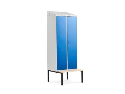 CLASSIC wardrobe, with bench, 2 sections, 2290x800x550 mm, blue